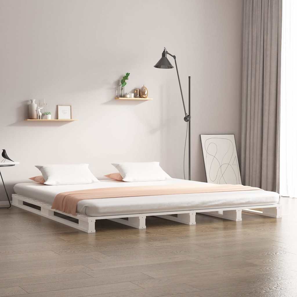 vidaXL Lavasänky valkoinen 180x200 cm täysi mänty Super King