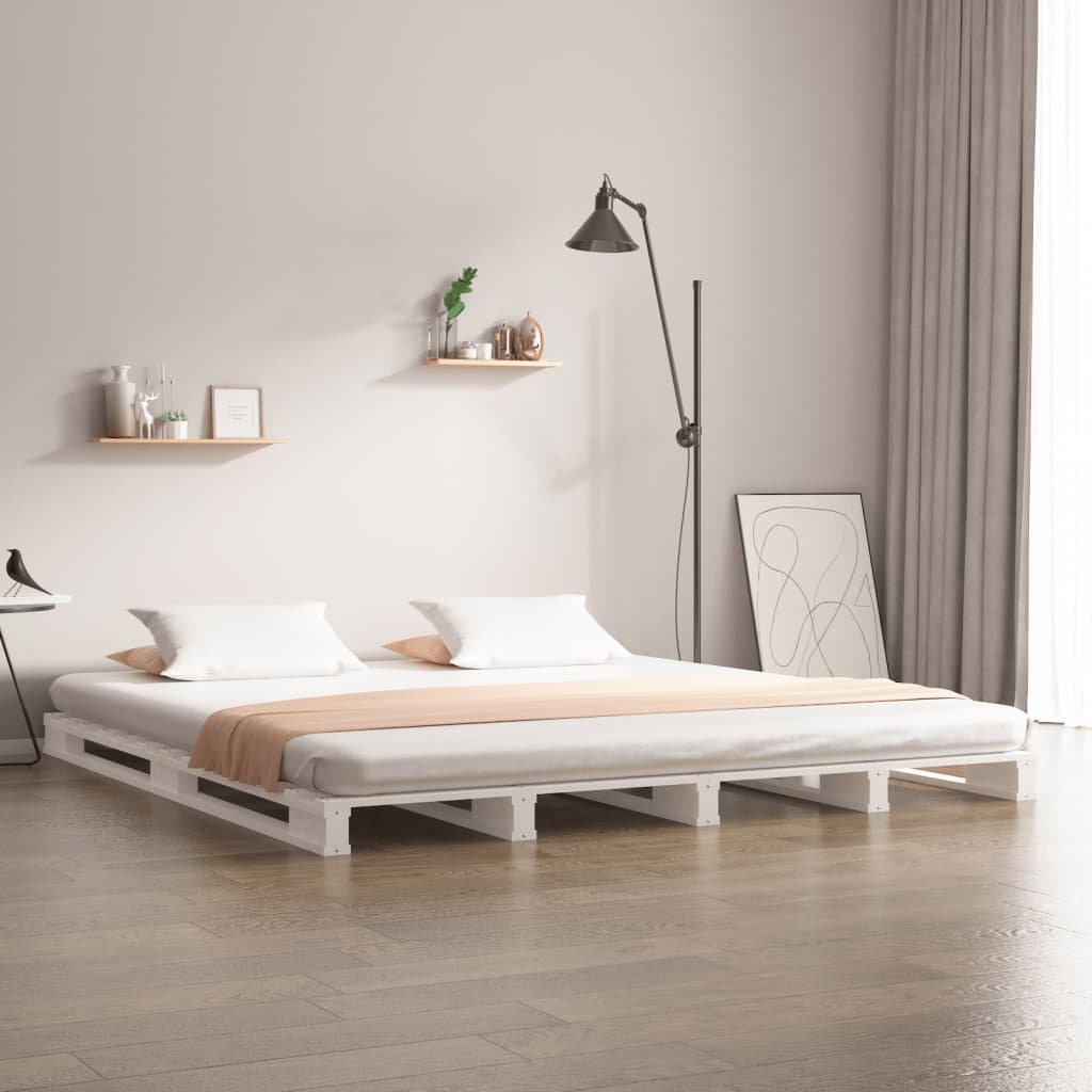 vidaXL Lavasänky valkoinen 135x190 cm täysi mänty Double