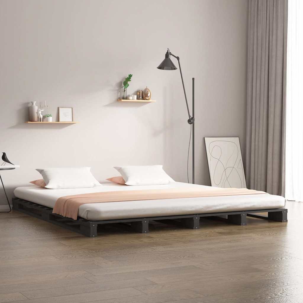 vidaXL Lavasänky harmaa 140x190 cm täysi mänty