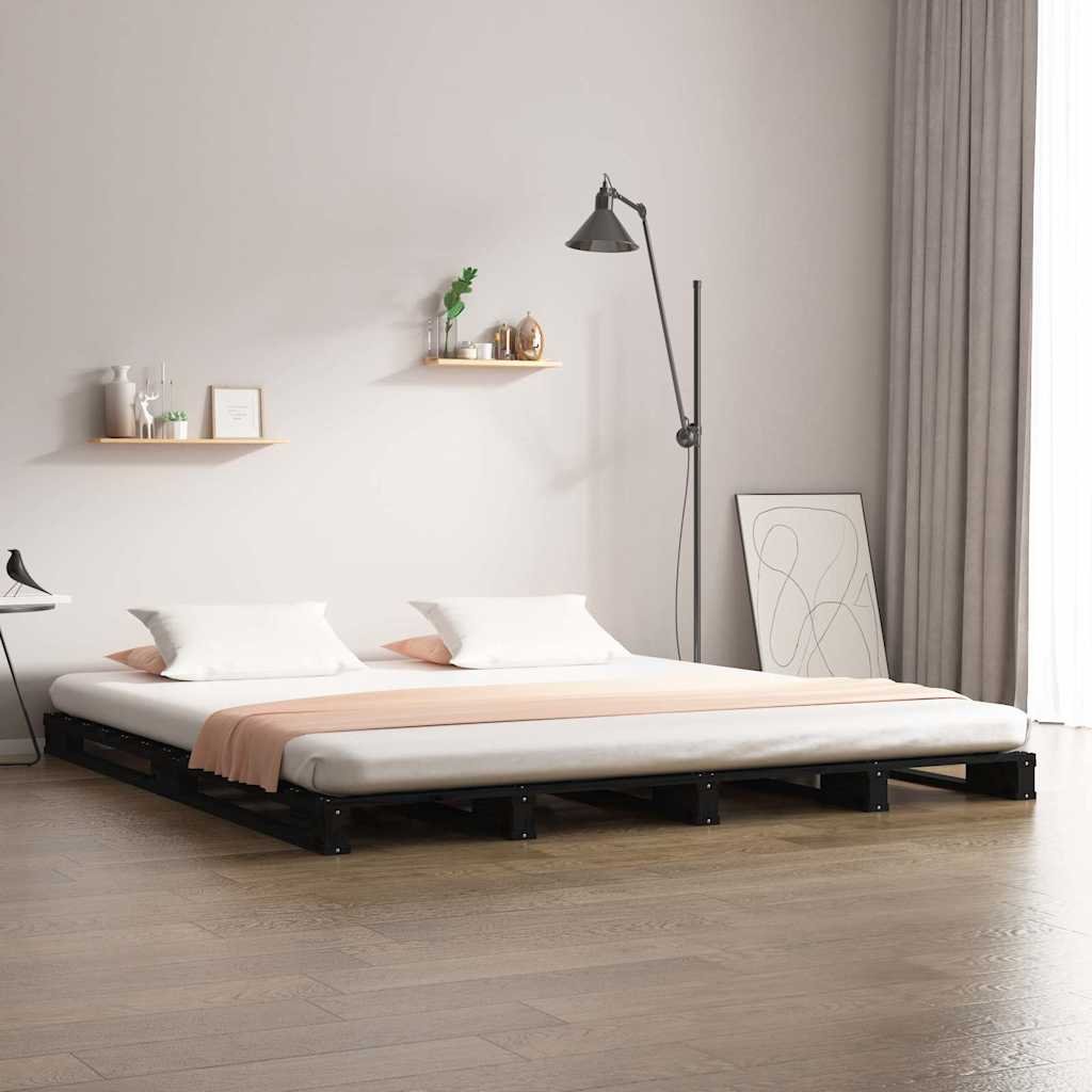 vidaXL Lavasänky musta 140x190 cm täysi mänty
