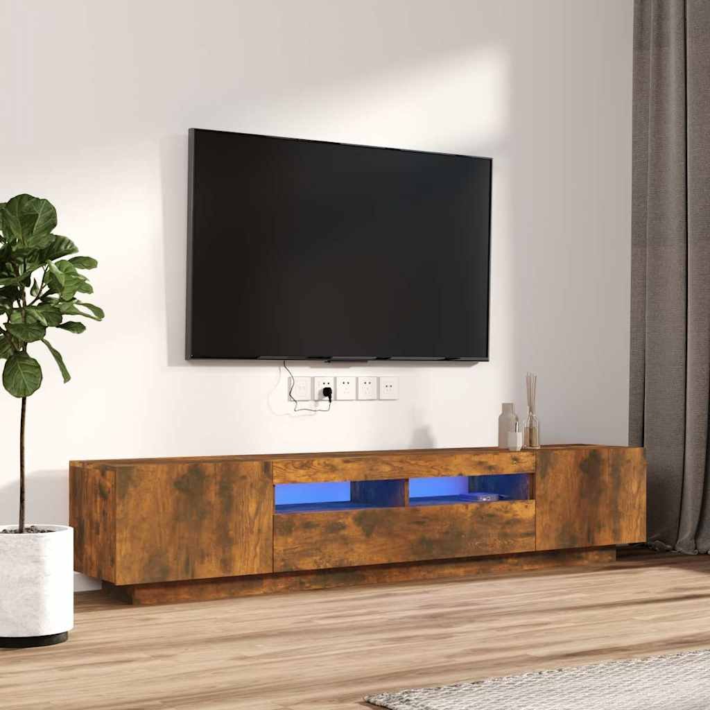 vidaXL 2-osainen TV-kaappisarja LED-valoilla savutammi tekninen puu