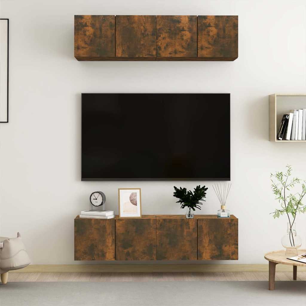 vidaXL TV-seinäkaapit 4 kpl savutammi 60x30x30 cm tekninen puu