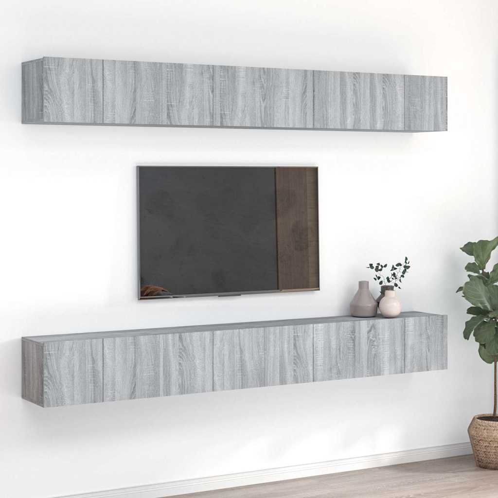vidaXL TV-tasot 8 kpl harmaa Sonoma 60x30x30 cm tekninen puu