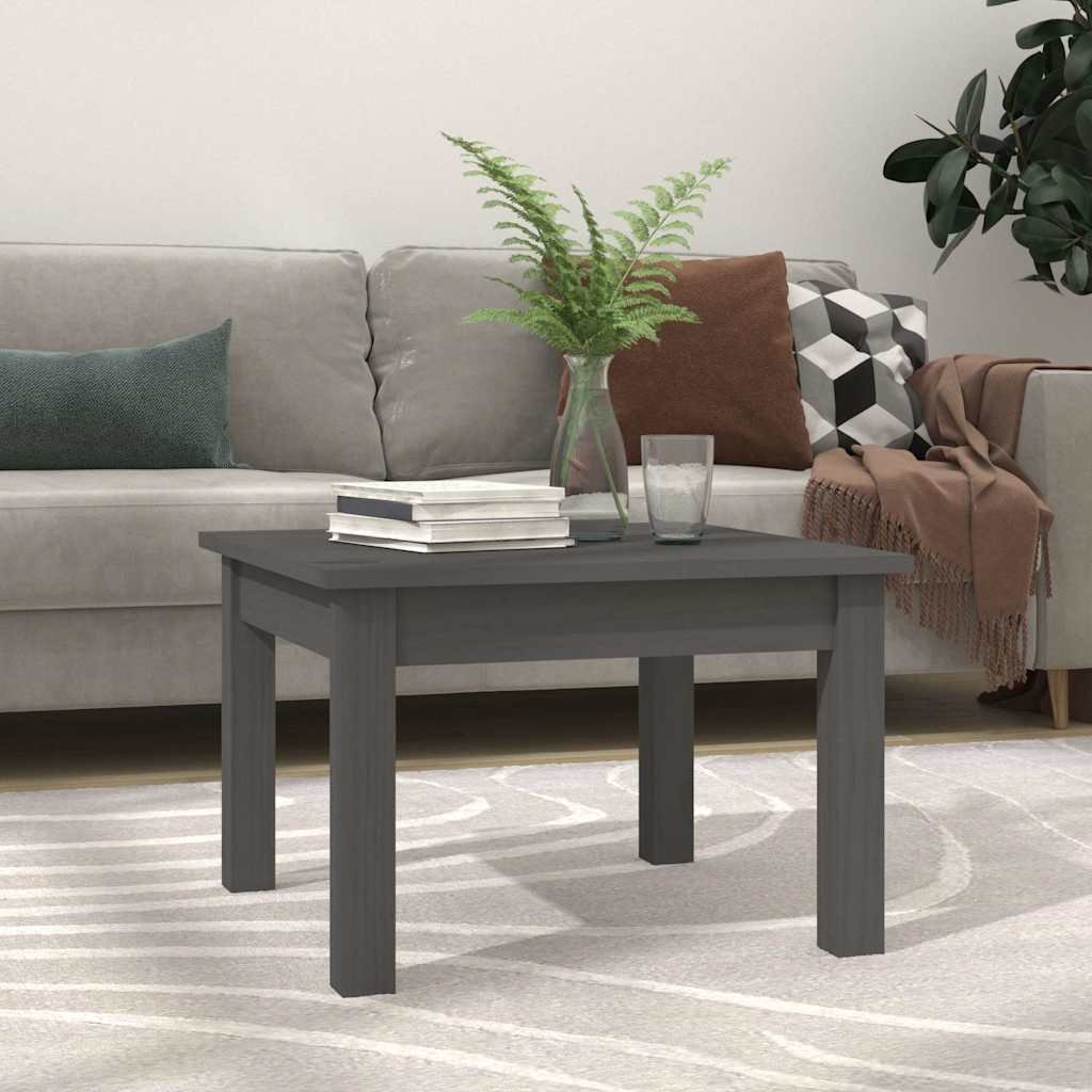 vidaXL Sohvapöytä harmaa 45x45x30 cm täysi mänty