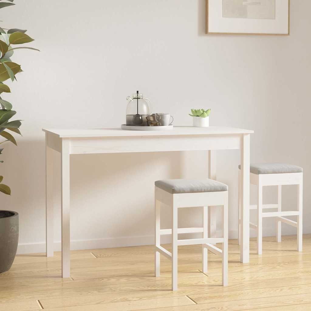 vidaXL Ruokapöytä valkoinen 110x55x75 cm täysi mänty