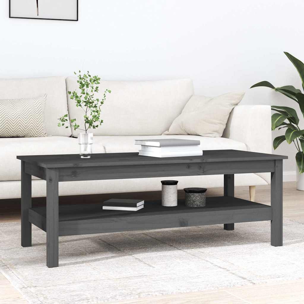vidaXL Sohvapöytä harmaa 110x50x40 cm täysi mänty