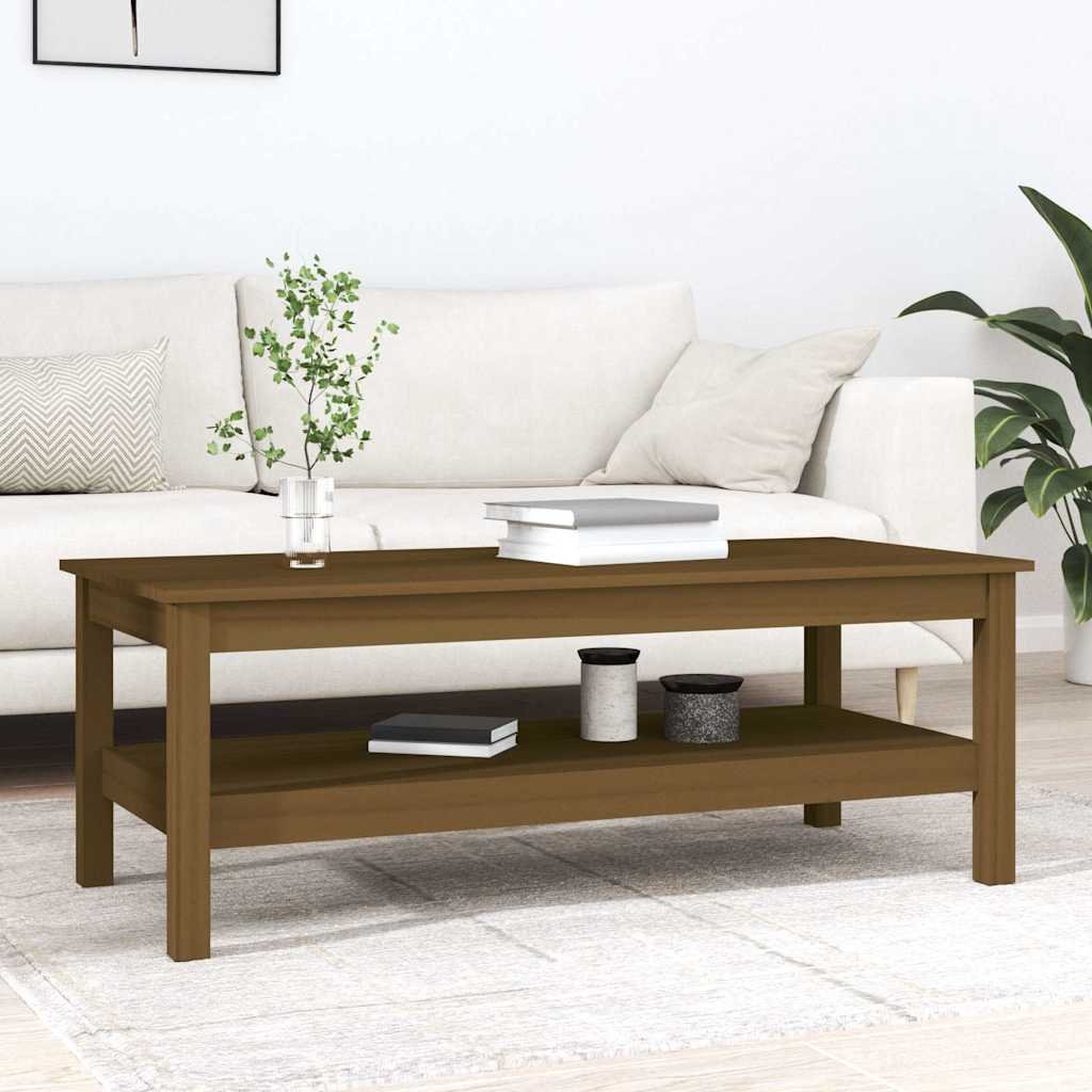 vidaXL Sohvapöytä hunajanruskea 110x50x40 cm täysi mänty