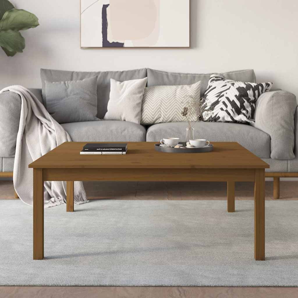 vidaXL Sohvapöytä hunajanruskea 100x100x40 cm täysi mänty