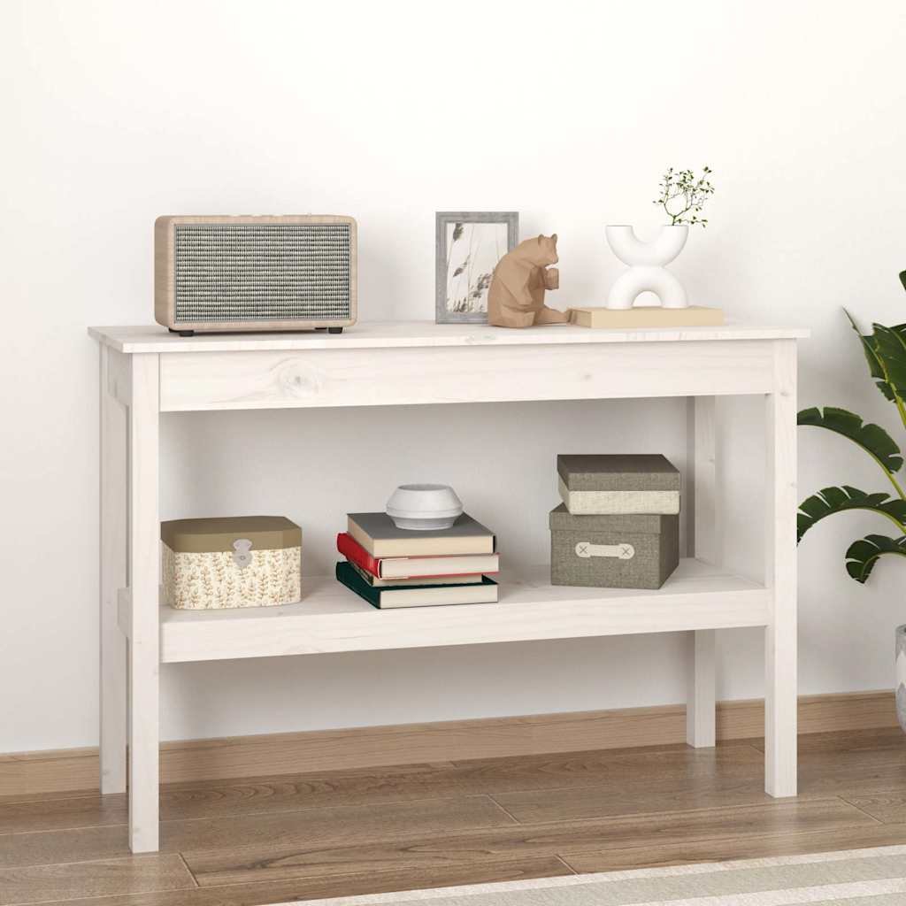 vidaXL Konsolipöytä valkoinen 110x40x75 cm täysi mänty
