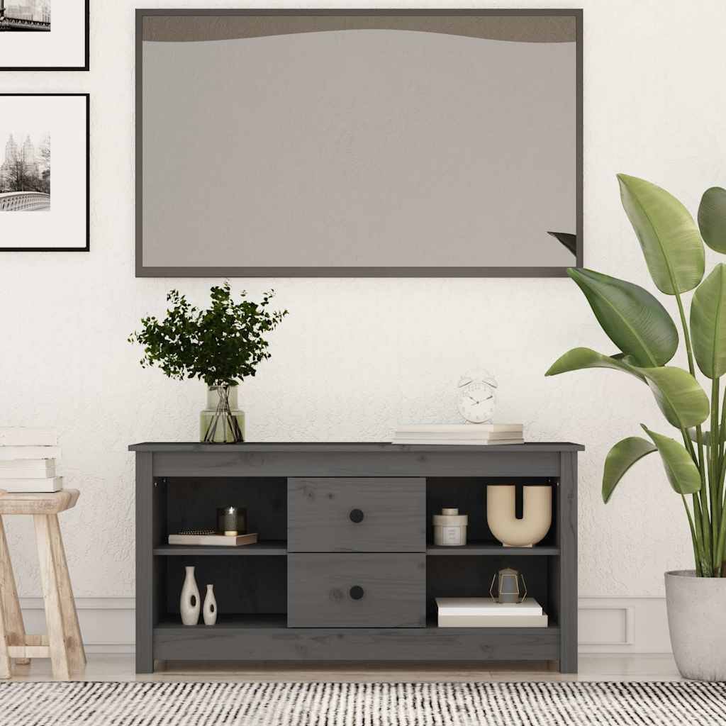 vidaXL TV-taso harmaa 103x36,5x52 cm täysi mänty