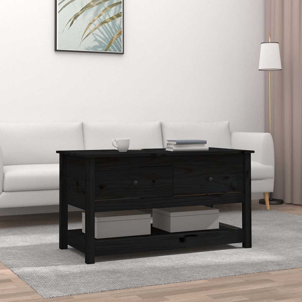 vidaXL Sohvapöytä musta 102x49x55 cm täysi mänty