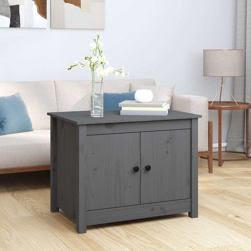 vidaXL Sohvapöytä harmaa 71x49x55 cm täysi mänty