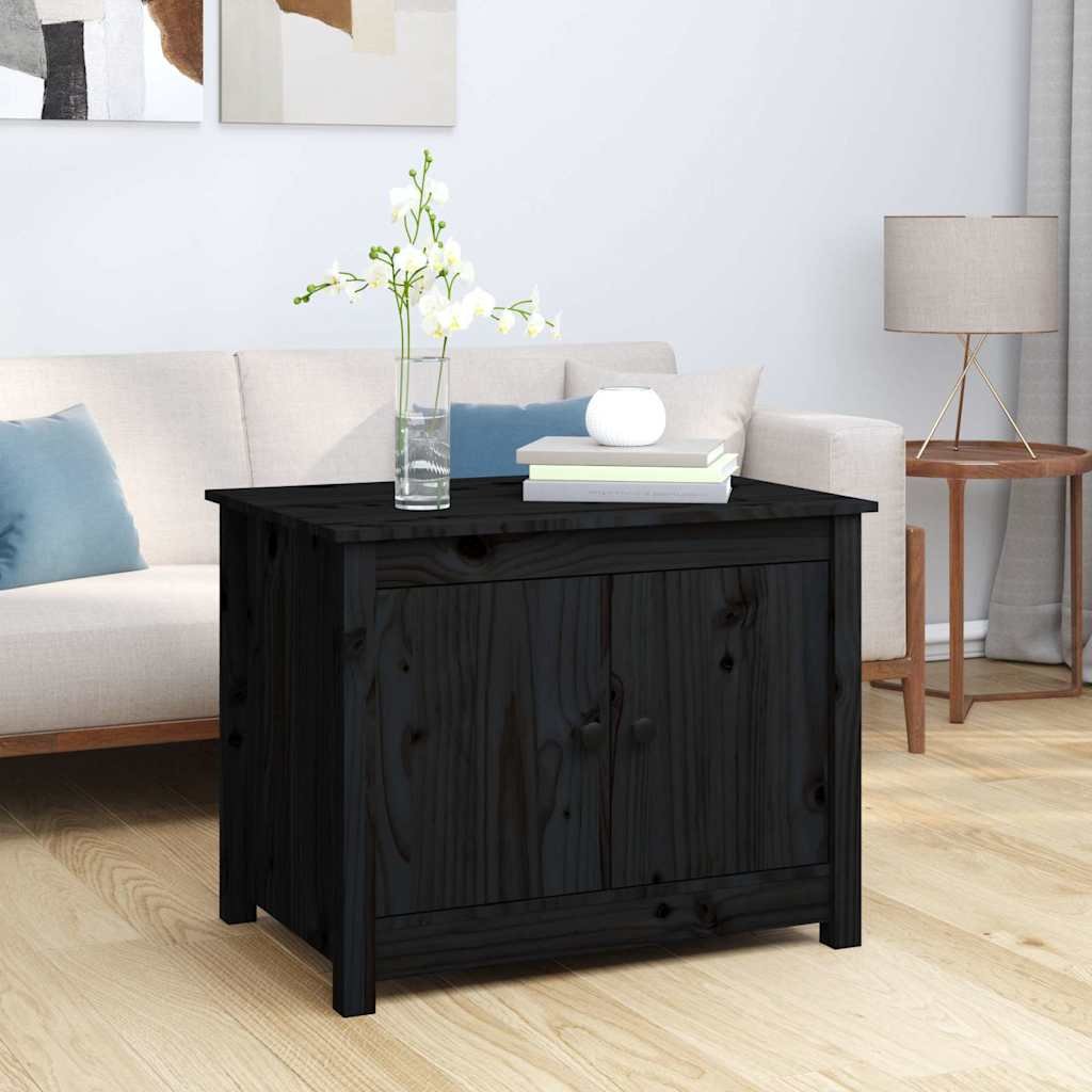 vidaXL Sohvapöytä musta 71x49x55 cm täysi mänty