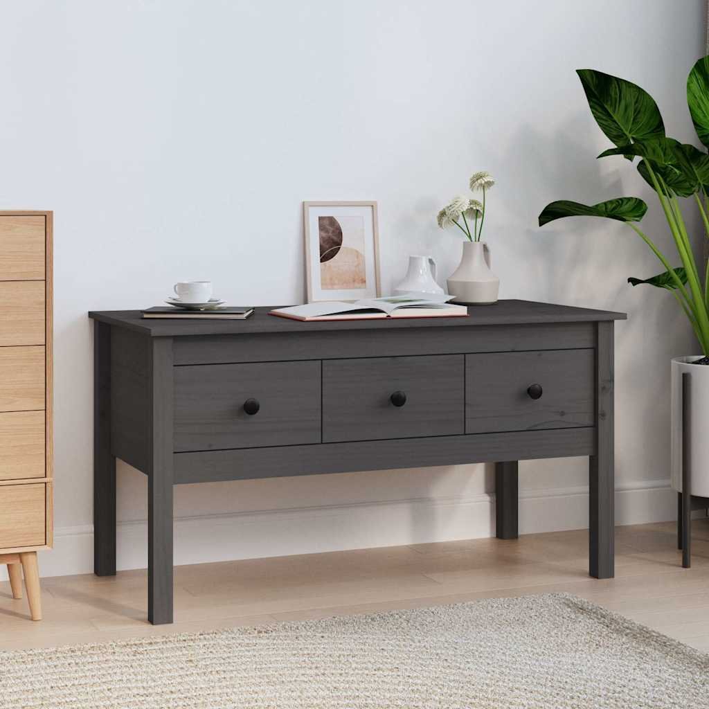 vidaXL Sohvapöytä harmaa 102x49x55 cm täysi mänty