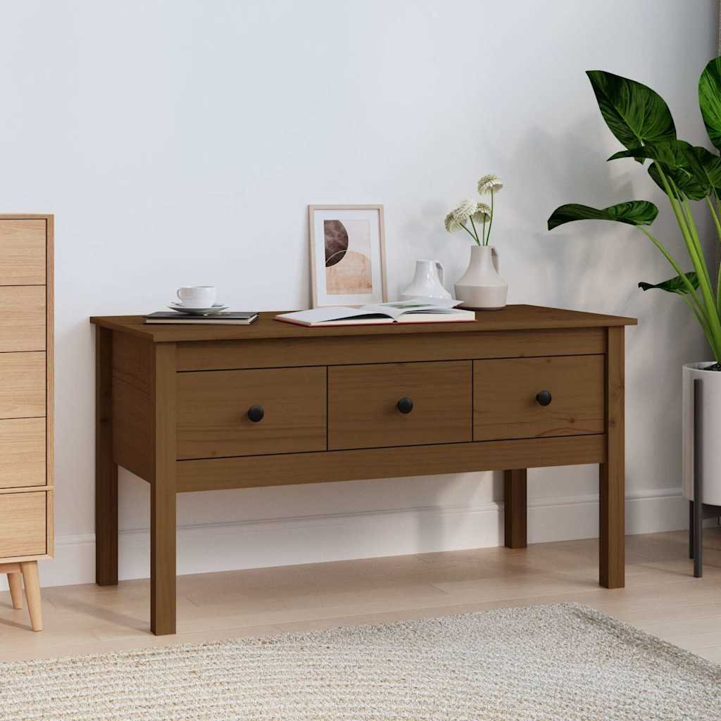 vidaXL Sohvapöytä hunajanruskea 102x49x55 cm täysi mänty