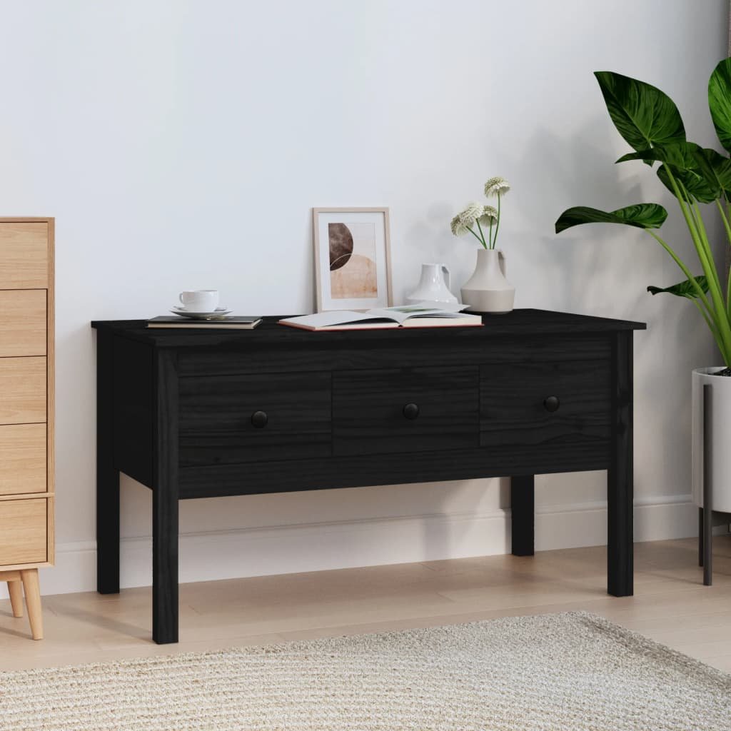 vidaXL Sohvapöytä musta 102x49x55 cm täysi mänty