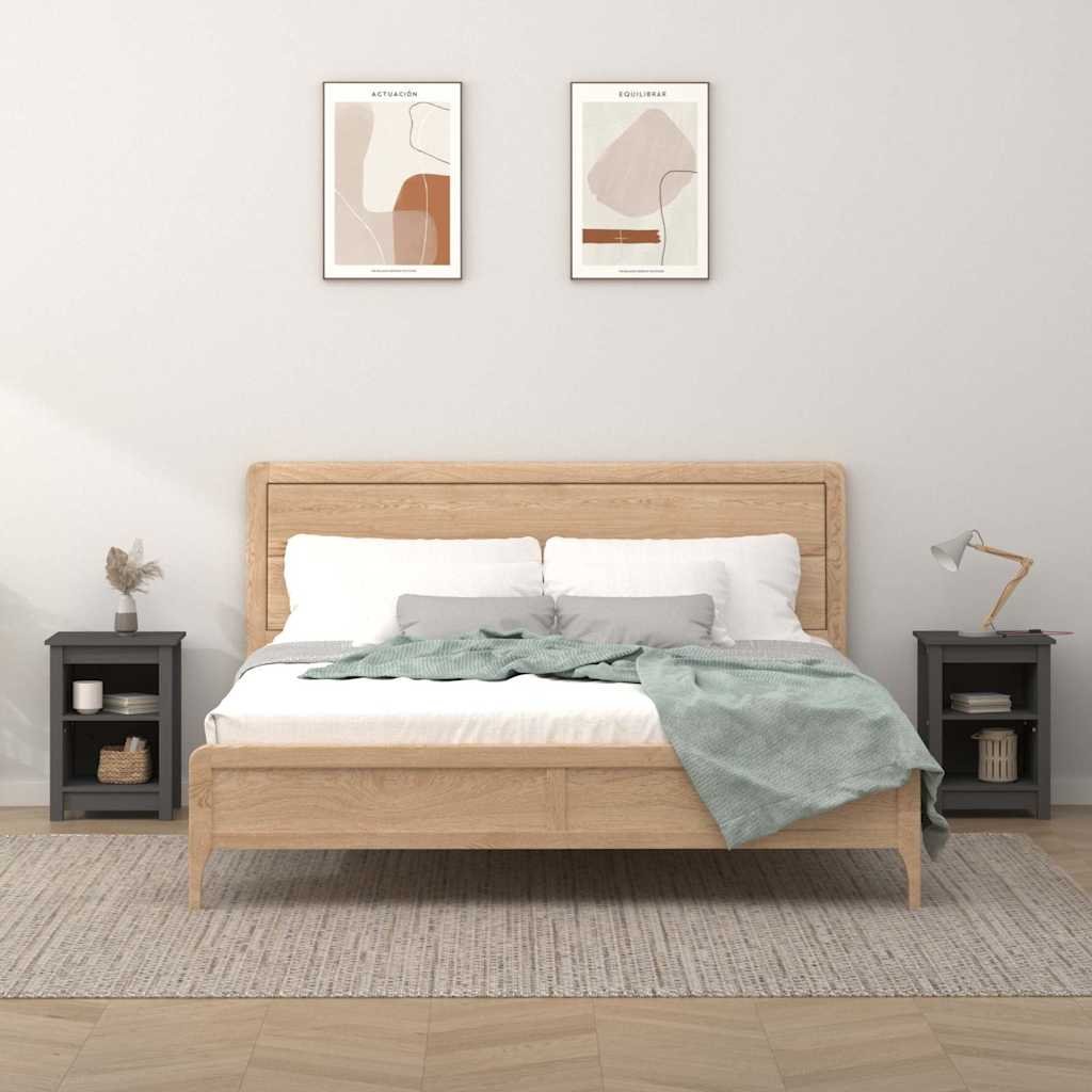 vidaXL Yöpöydät 2 kpl harmaa 40x35x55 cm täysi mänty