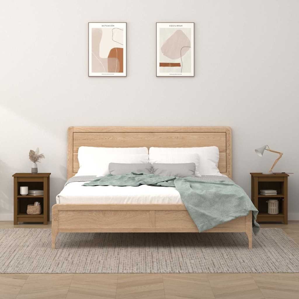 vidaXL Yöpöydät 2 kpl hunajanruskea 40x35x55 cm täysi mänty