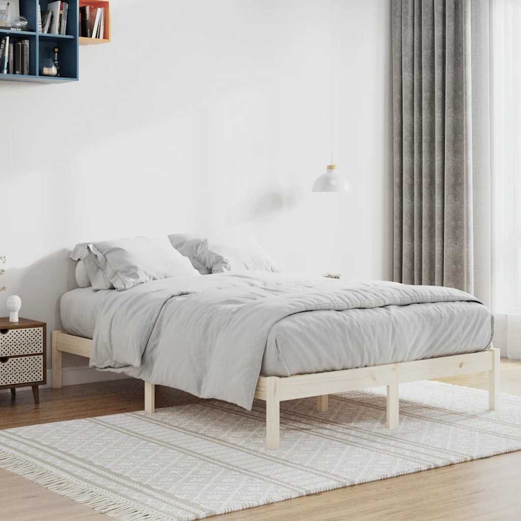 vidaXL Sängynrunko ilman patjaa 137x190 cm täysi mänty