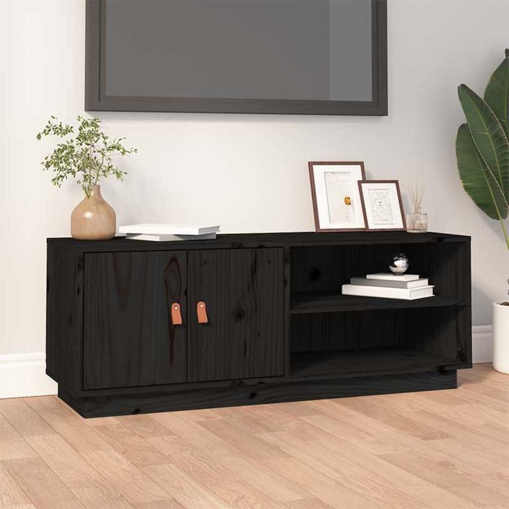 vidaXL TV-taso musta 105x34x40 cm täysi mänty