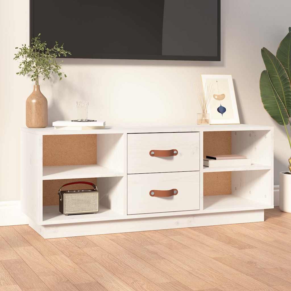 vidaXL TV-taso valkoinen 100x34x40 cm täysi mänty