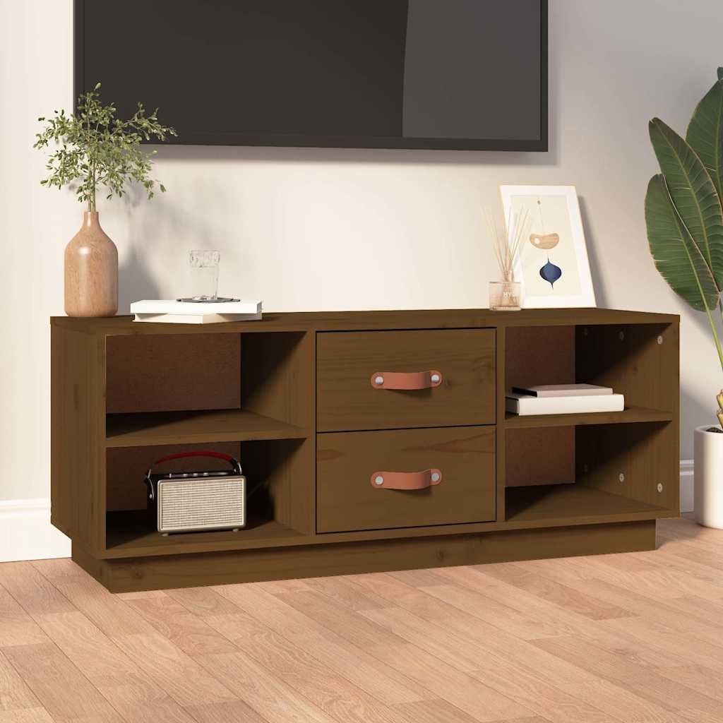 vidaXL TV-taso hunajanruskea 100x34x40 cm täysi mänty