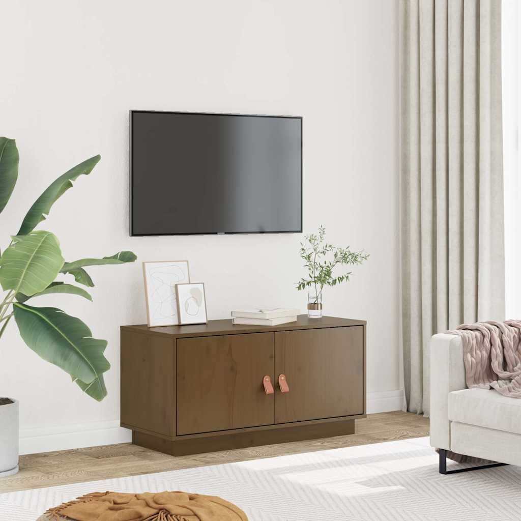 vidaXL TV-taso hunajanruskea 80x34x40 cm täysi mänty