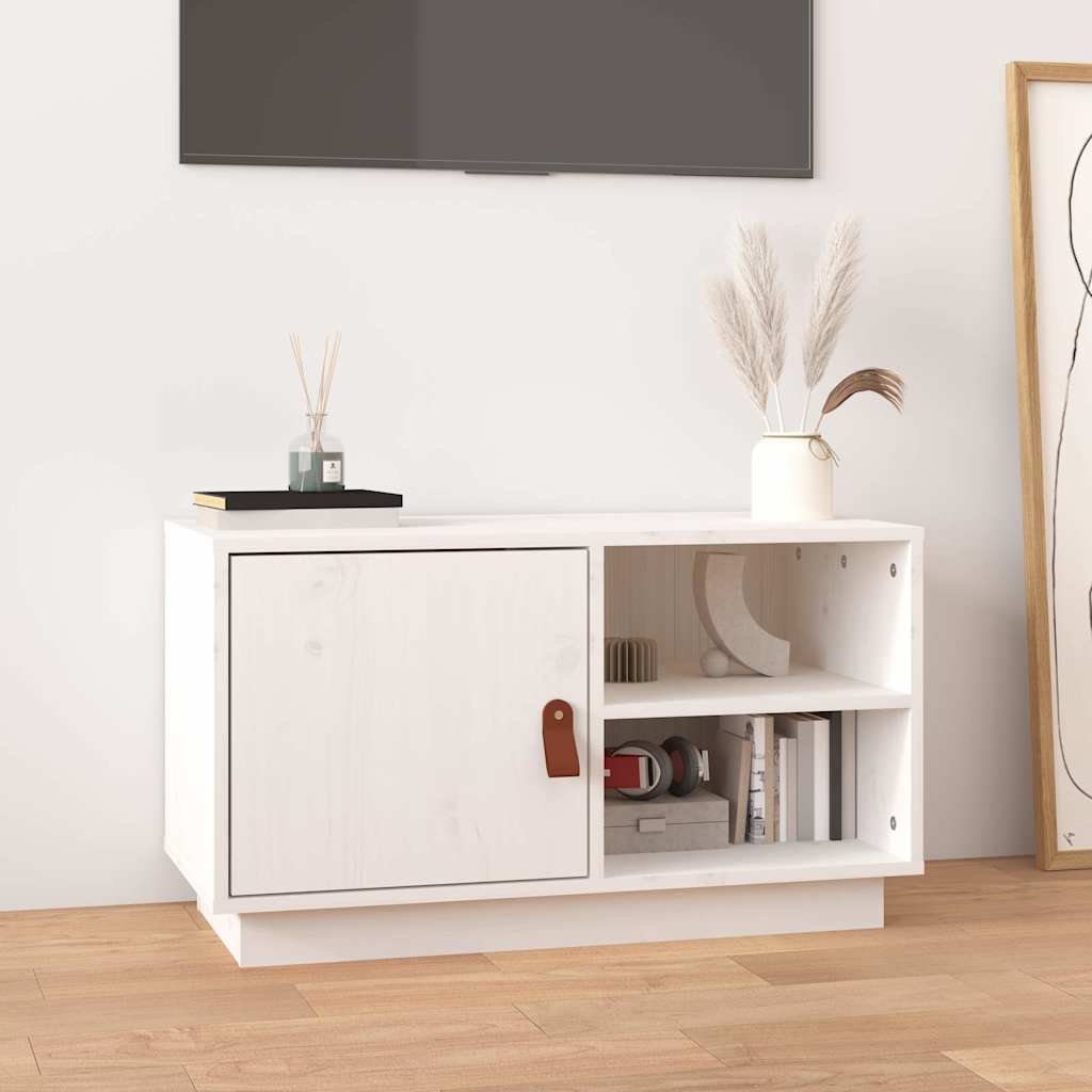 vidaXL TV-taso valkoinen 70x34x40 cm täysi mänty