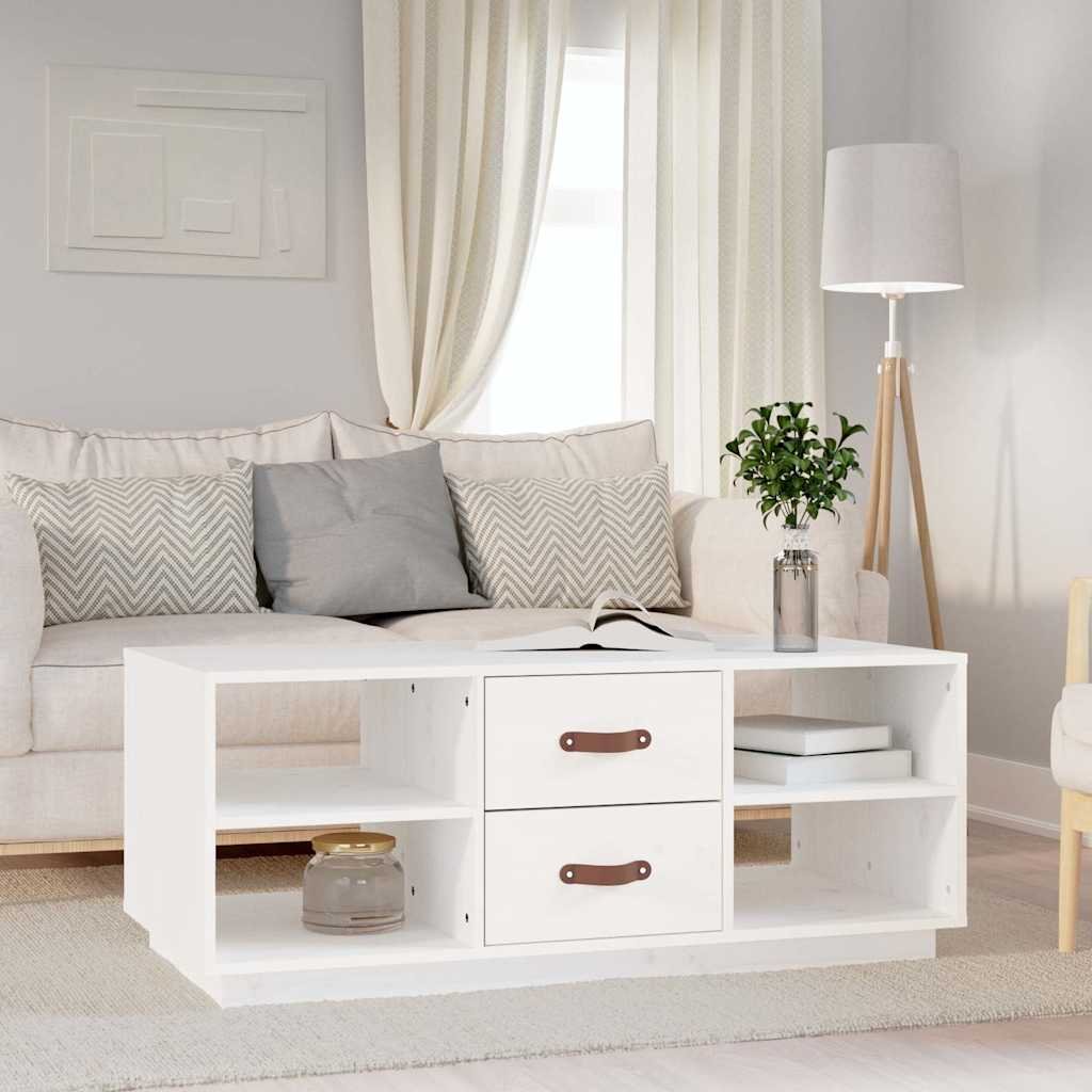 vidaXL Sohvapöytä valkoinen 100x50x41 cm täysi mänty