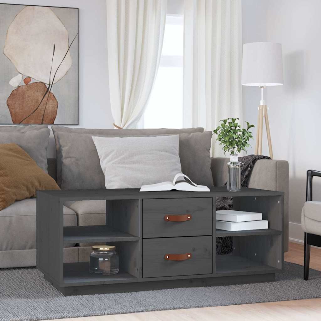 vidaXL Sohvapöytä harmaa 100x50x41 cm täysi mänty