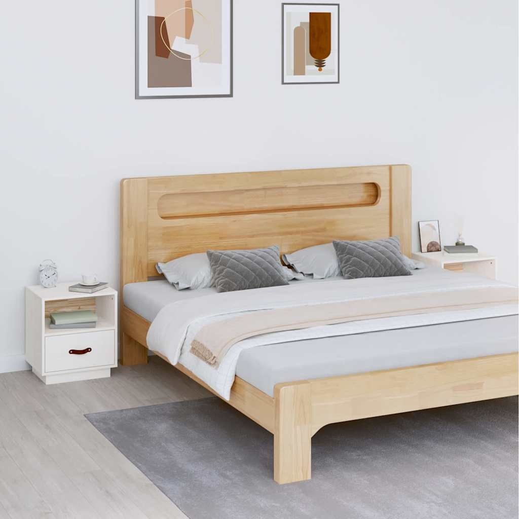 vidaXL Yöpöydät 2 kpl valkoinen 40x34x45 cm täysi mänty