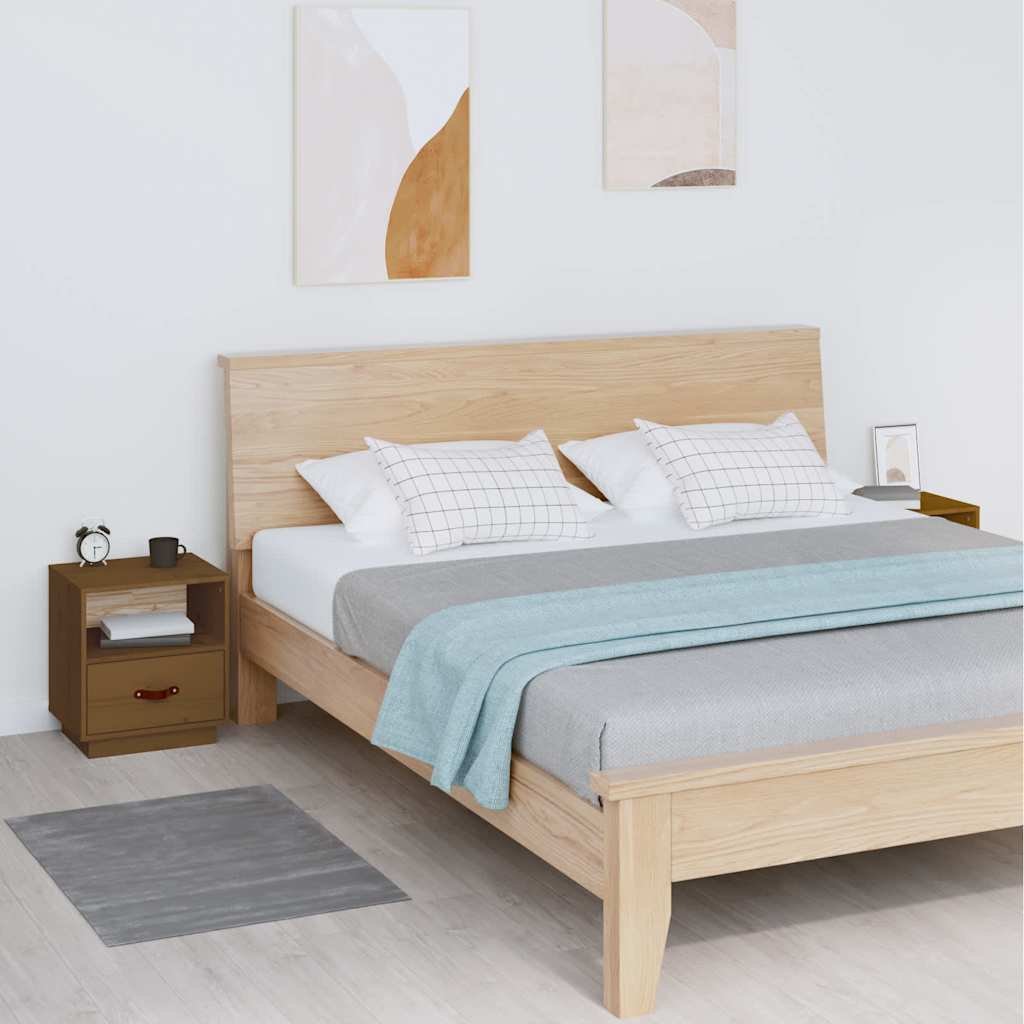 vidaXL Yöpöydät 2 kpl hunajanruskea 40x34x45 cm täysi mänty
