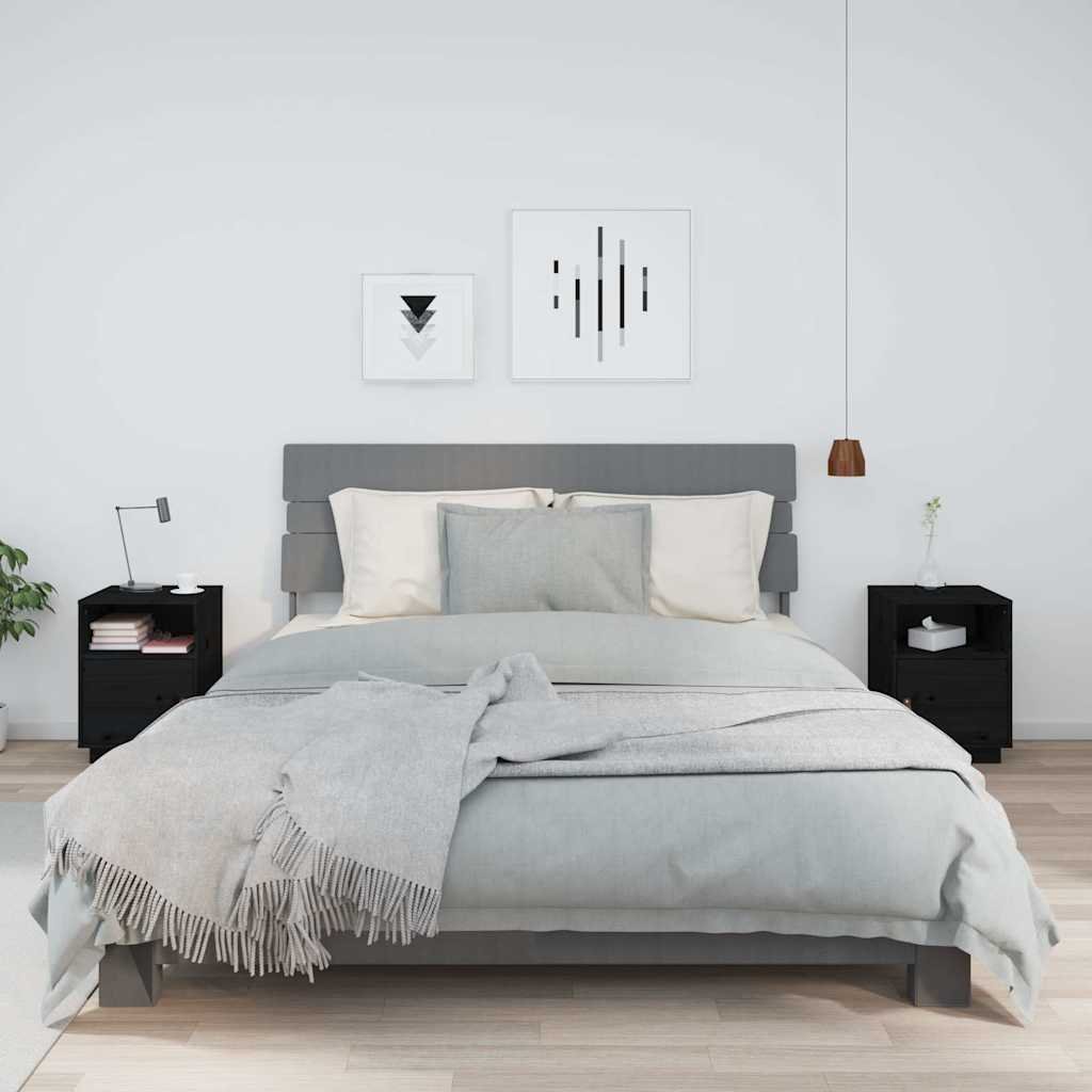 vidaXL Yöpöydät 2 kpl musta 40x34x55 cm täysi mänty