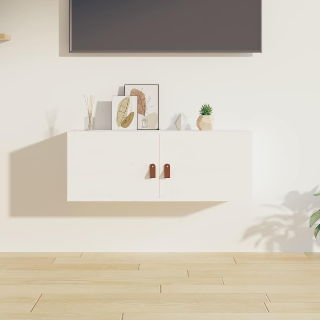 vidaXL Seinäkaappi valkoinen 80x30x30 cm täysi mänty