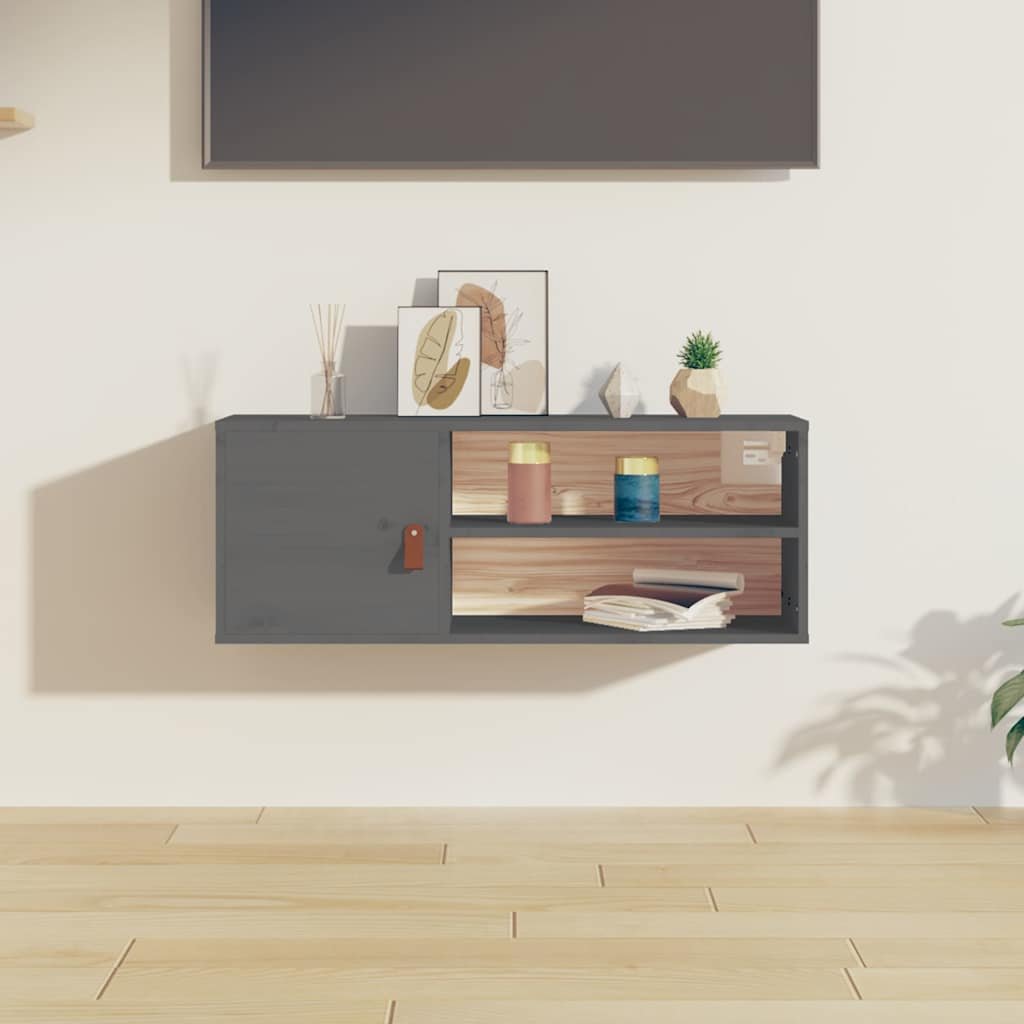 vidaXL Seinäkaappi harmaa 80x30x30 cm täysi mänty