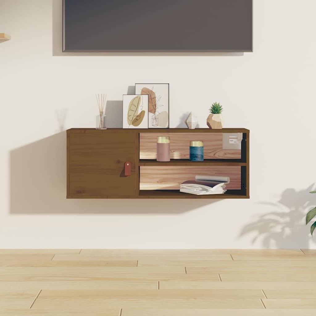 vidaXL Seinäkaappi hunajanruskea 80x30x30 cm täysi mänty