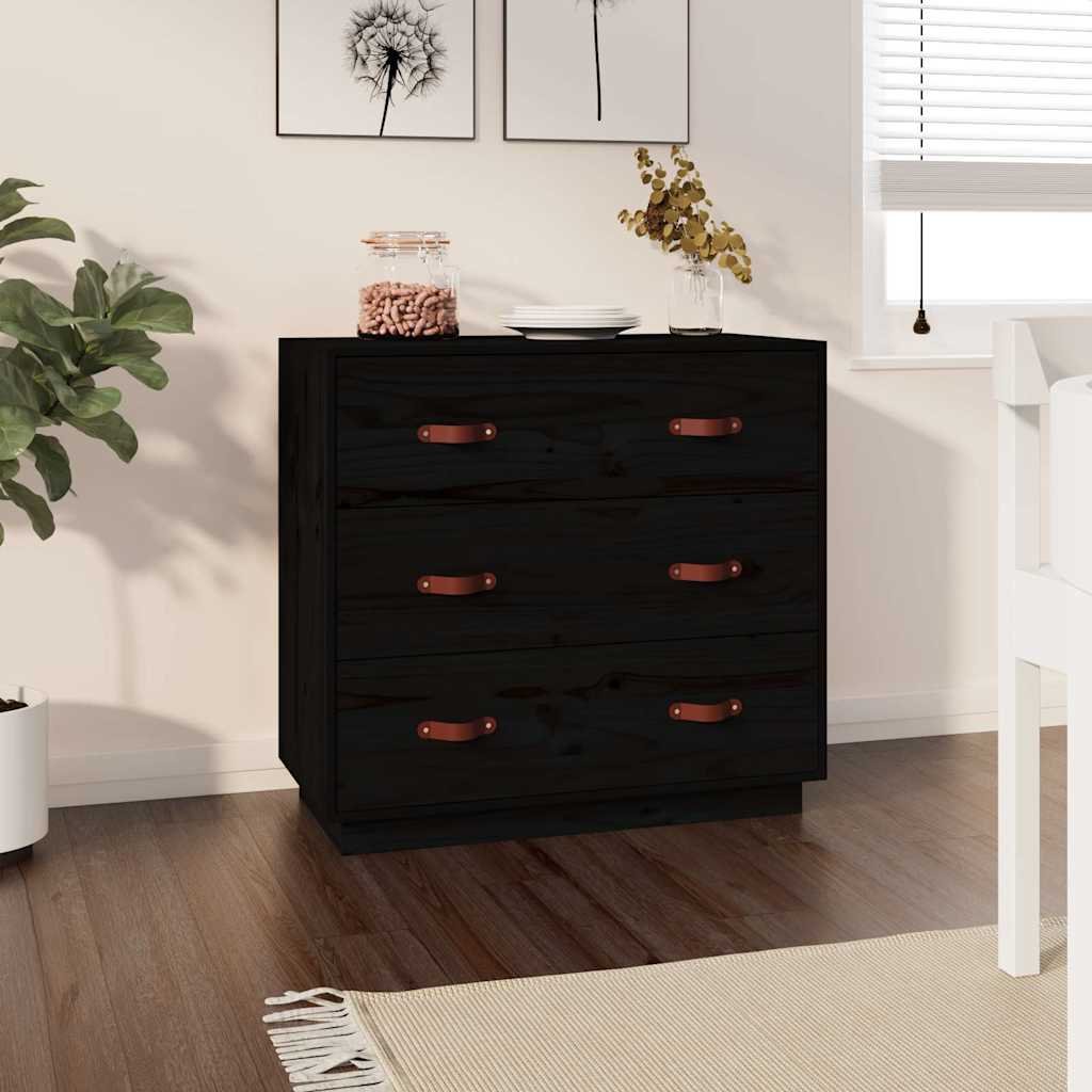 vidaXL Senkki musta 80x40x75 cm täysi mänty