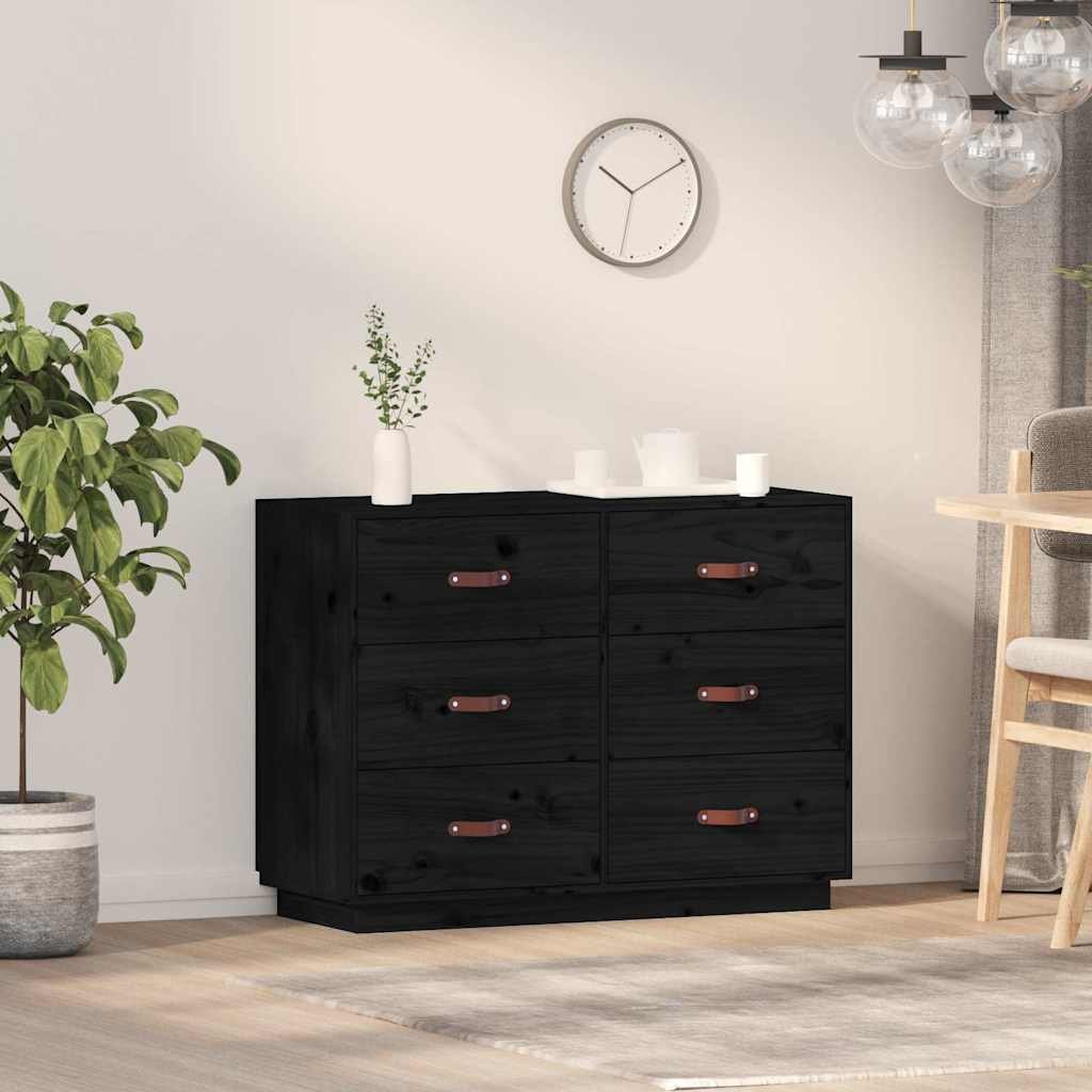 vidaXL Senkki musta 100x40x75 cm täysi mänty