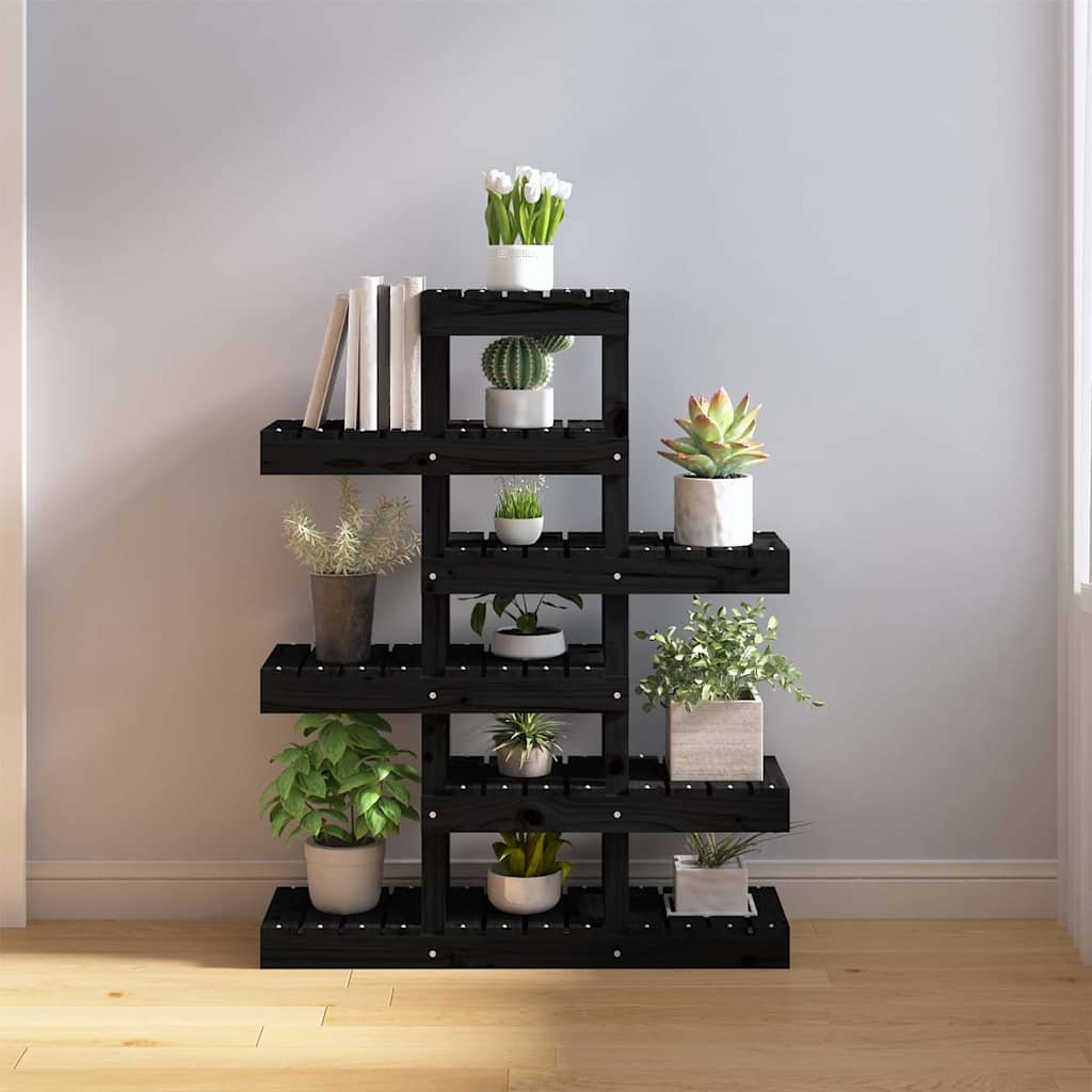 vidaXL Kasviteline musta 85x25x109,5 cm täysi mänty