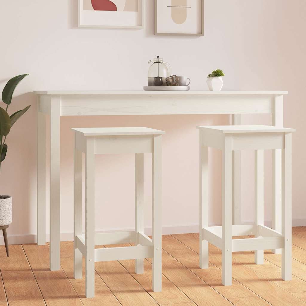 vidaXL Baarituolit 2 kpl valkoinen 40x40x78 cm täysi mänty