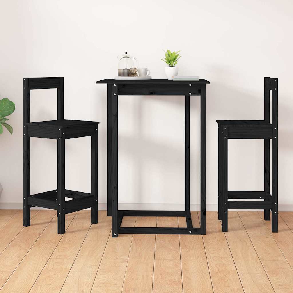 vidaXL Baarituolit 2 kpl musta 40x41,5x112 cm täysi mänty