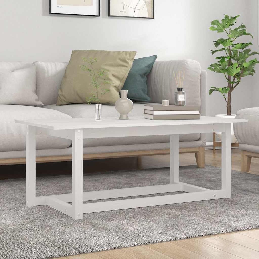 vidaXL Sohvapöytä valkoinen 110x55x45 cm täysi mänty