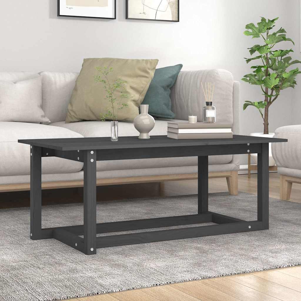 vidaXL Sohvapöytä harmaa 110x55x45 cm täysi mänty