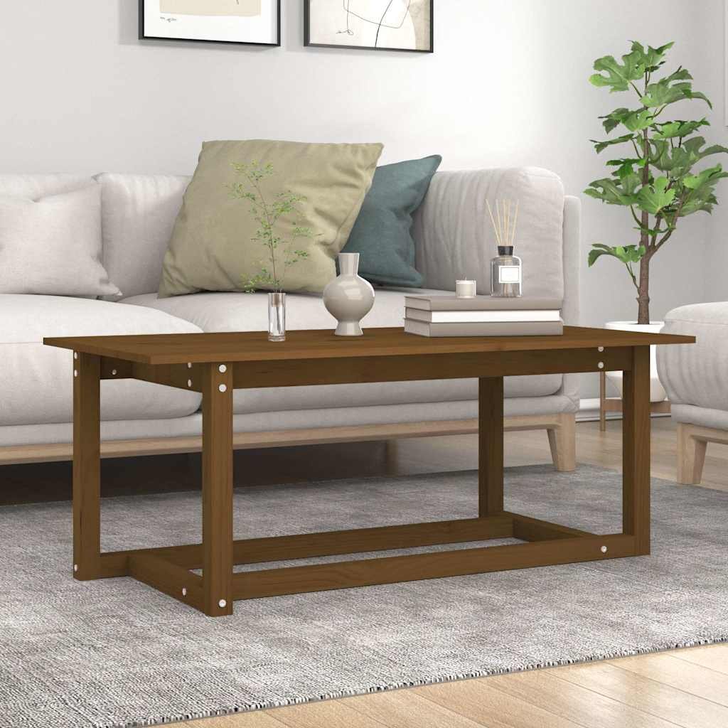 vidaXL Sohvapöytä hunajanruskea 110x55x45 cm täysi mänty
