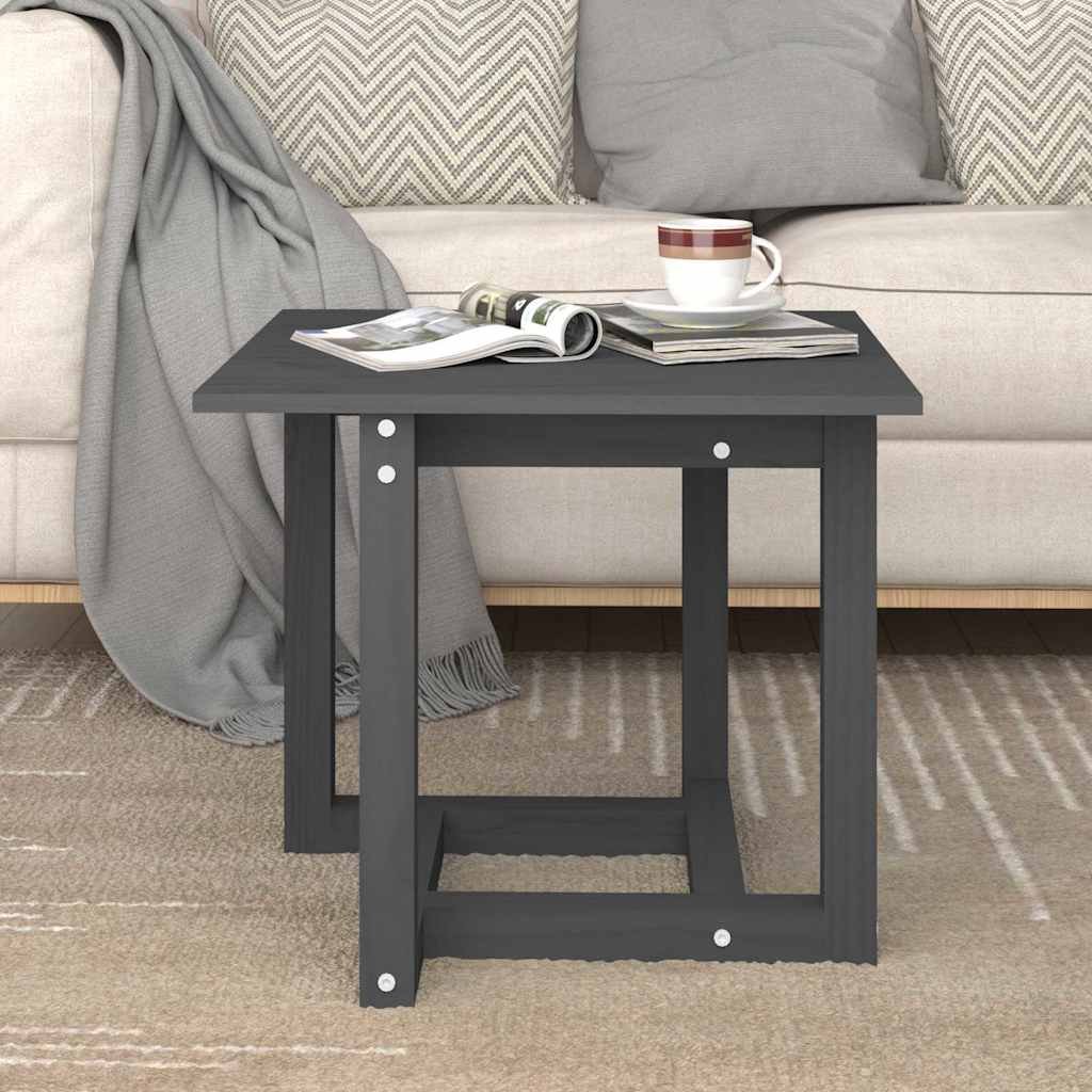 vidaXL Sohvapöytä harmaa 50x50x45 cm täysi mänty