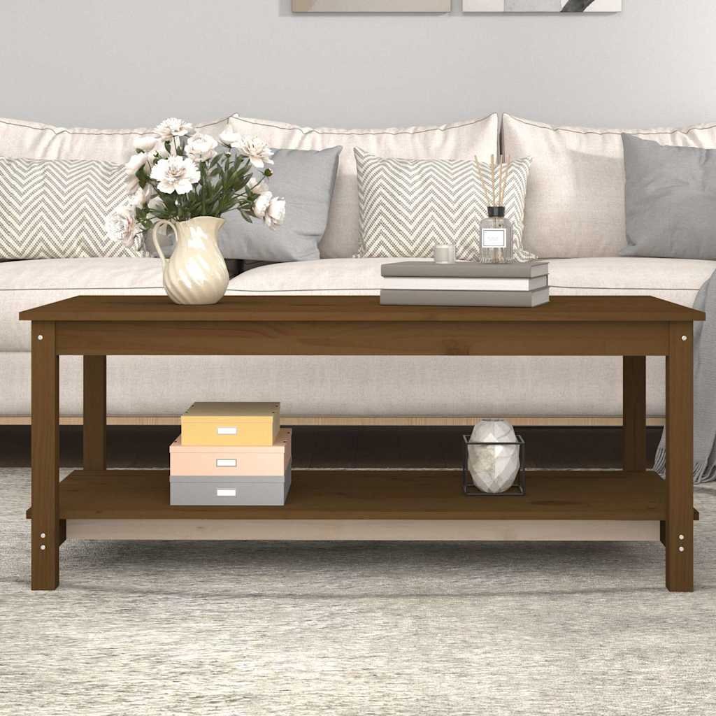 vidaXL Sohvapöytä hunajanruskea 110x55x45 cm täysi mänty
