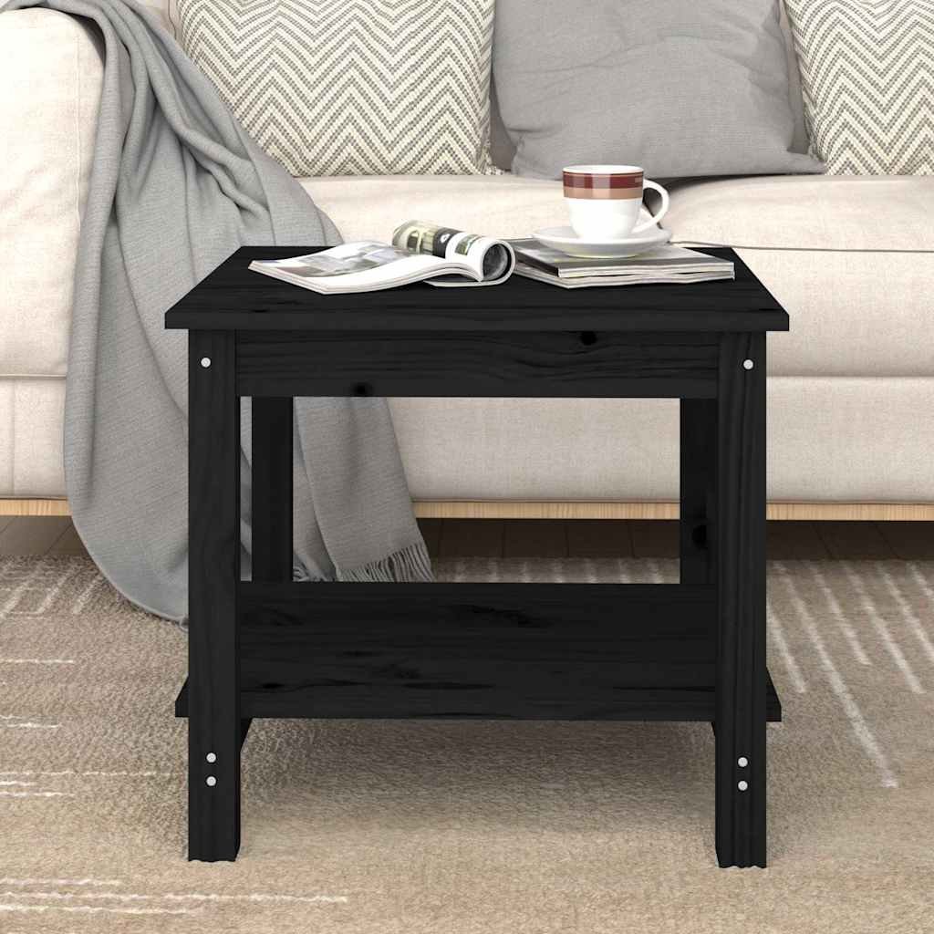 vidaXL Sohvapöytä musta 50x50x45 cm täysi mänty