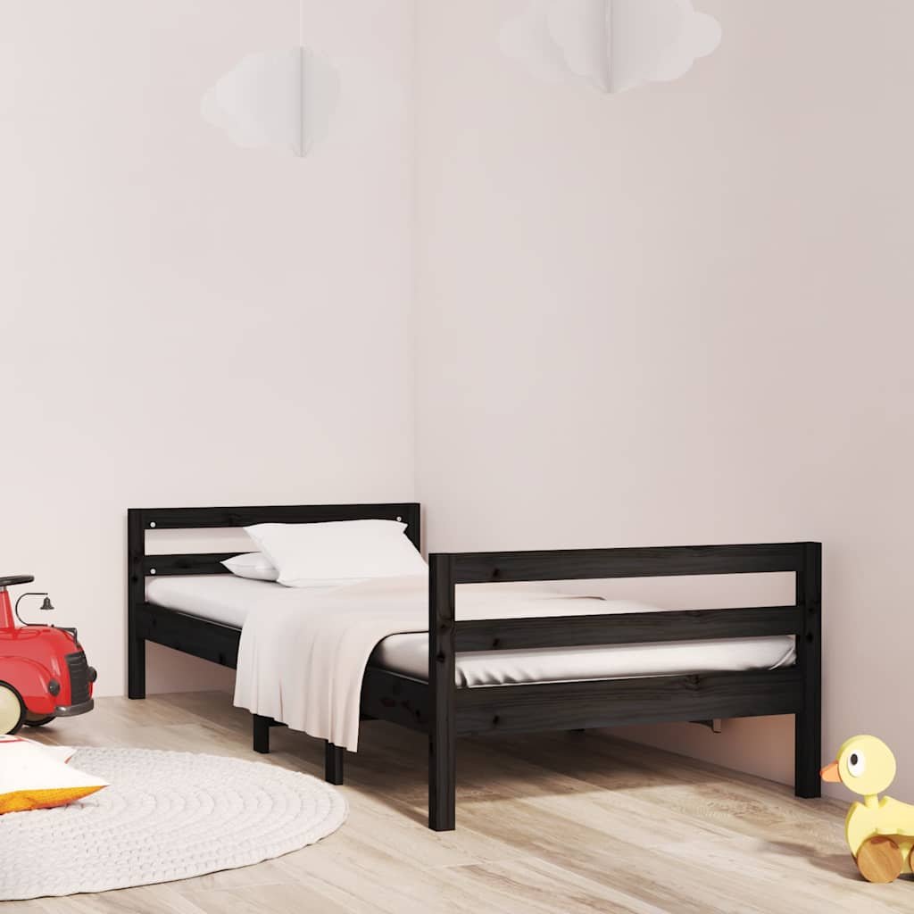 vidaXL Sängynrunko musta 75x190 cm täysi mänty
