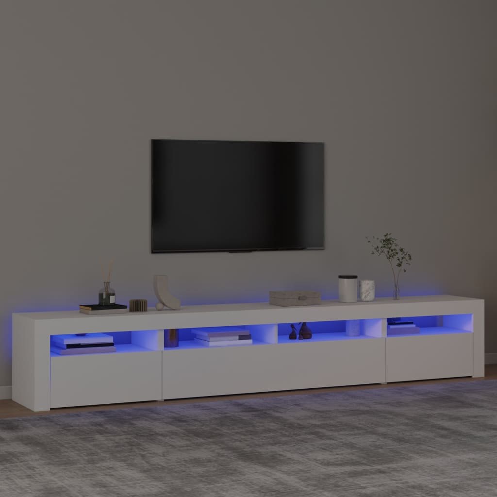 vidaXL TV-taso LED-valoilla valkoinen 240x35x40 cm