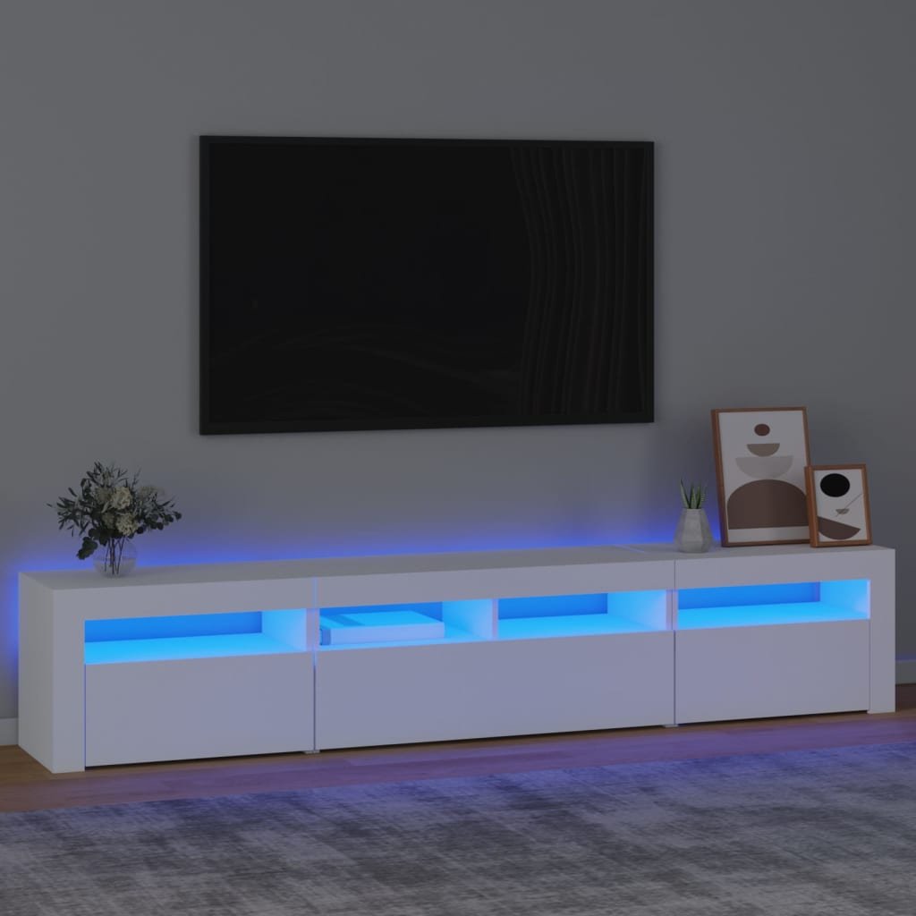 vidaXL TV-taso LED-valoilla valkoinen 210x35x40 cm